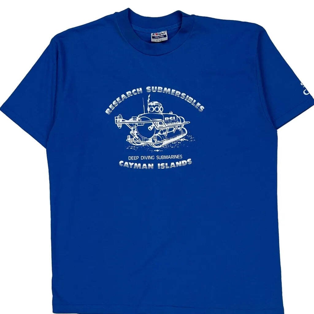 Research Submersibles Hanes Single Stitch T-Shirt - XL Blue Cotton Blend gallery