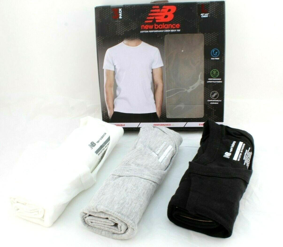NEW BALANCE Size S (34-36) 3-Pk Classic Fit Crew Neck Men's T-shirts RETAIL $40 gallery