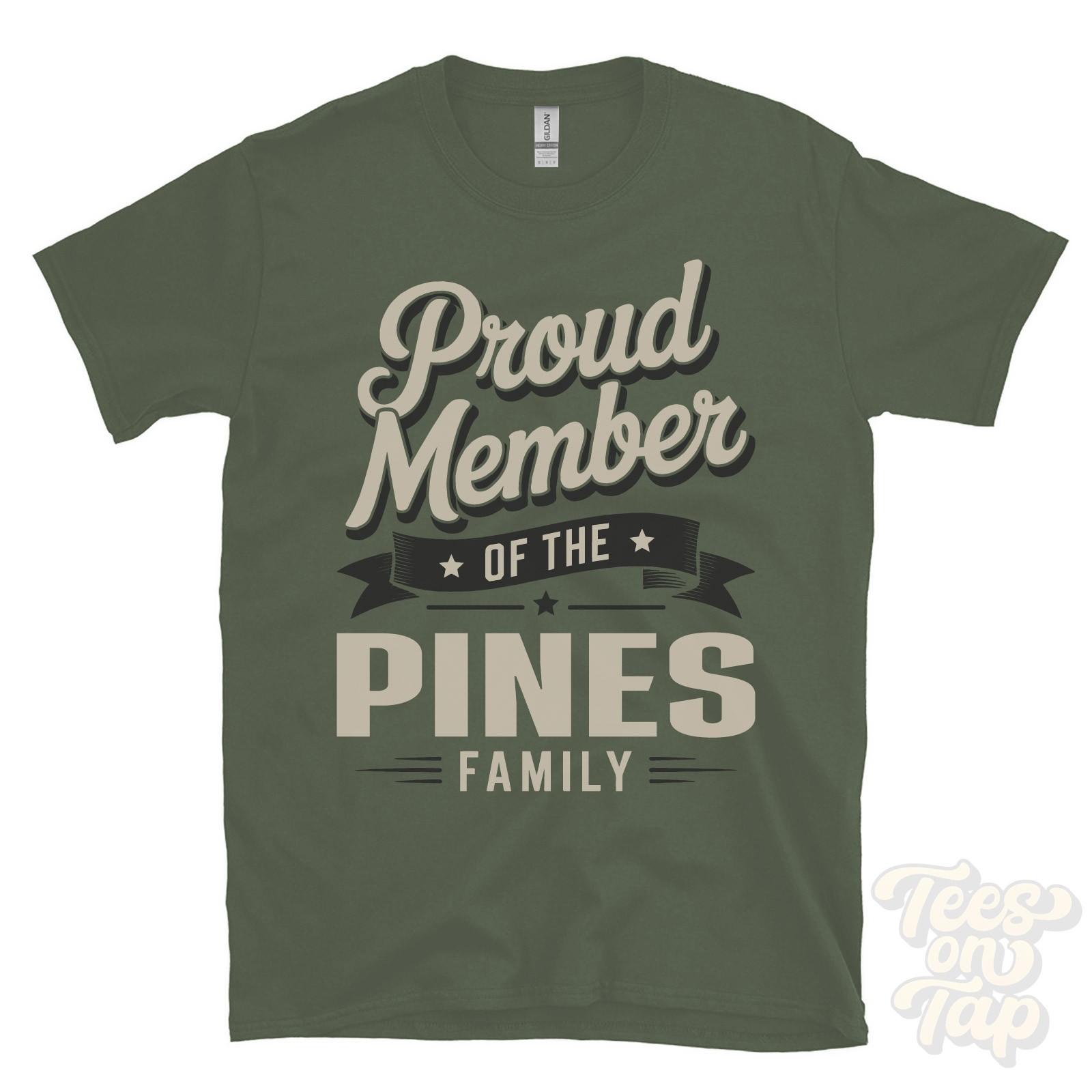 PROUD MEMBER OF THE PINES FAMILY T-SHIRT surname last name heritage ancestry