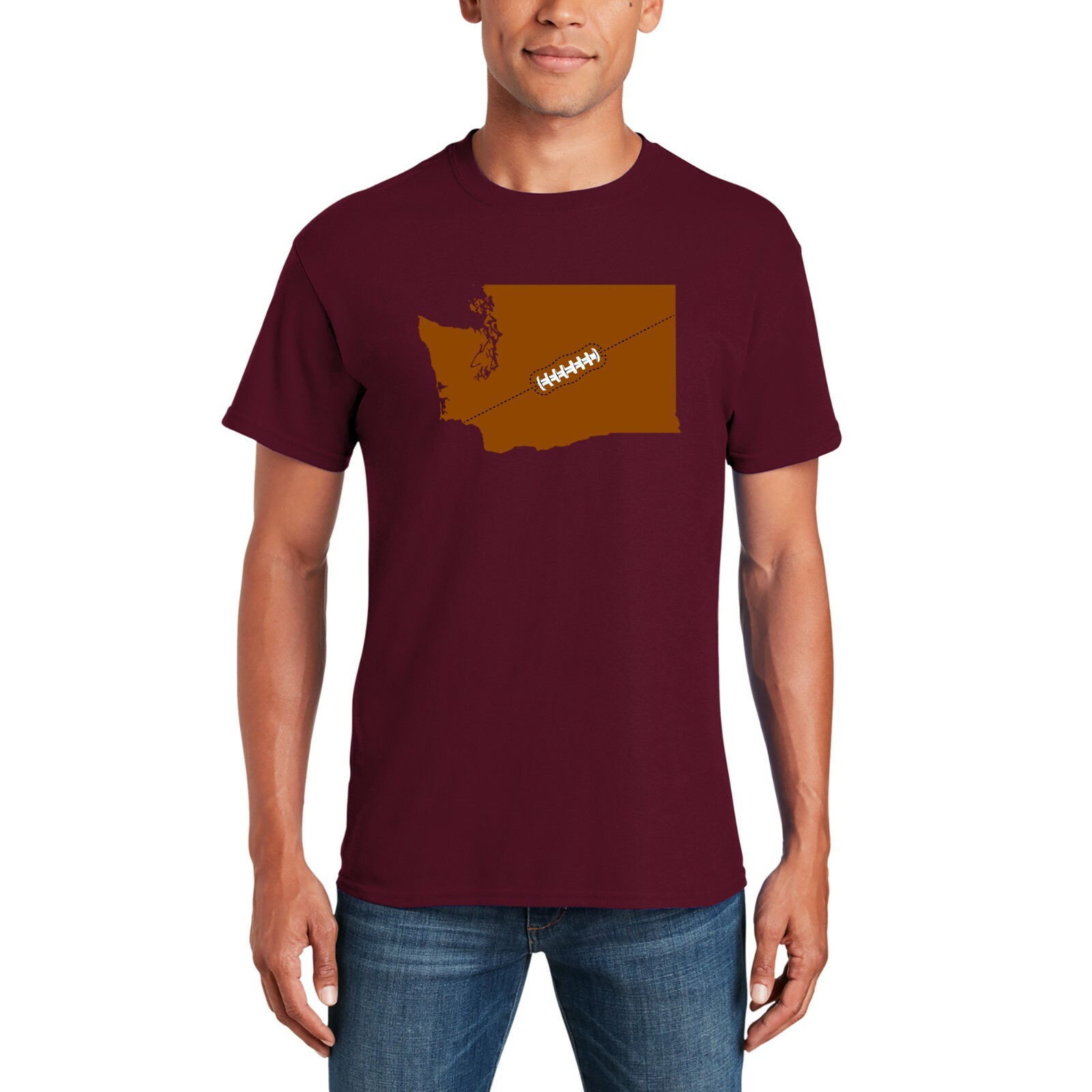Washington Football State Shape - Hometown Pride T Shirt - Maroon gallery