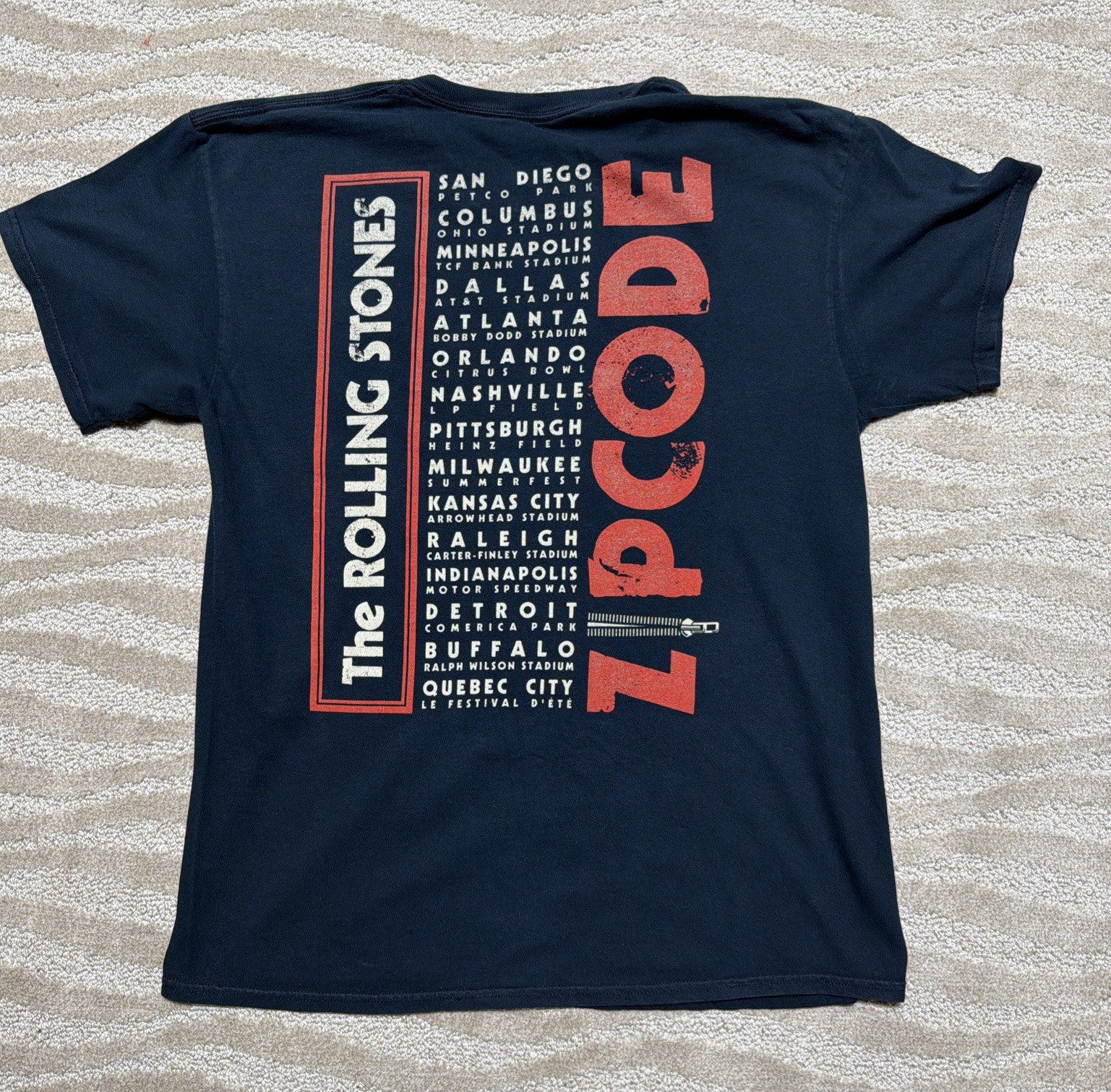 The Rolling Stones Shirt Mens Large Blue Zip Code 2015 Tour Graphic Band Tee L gallery