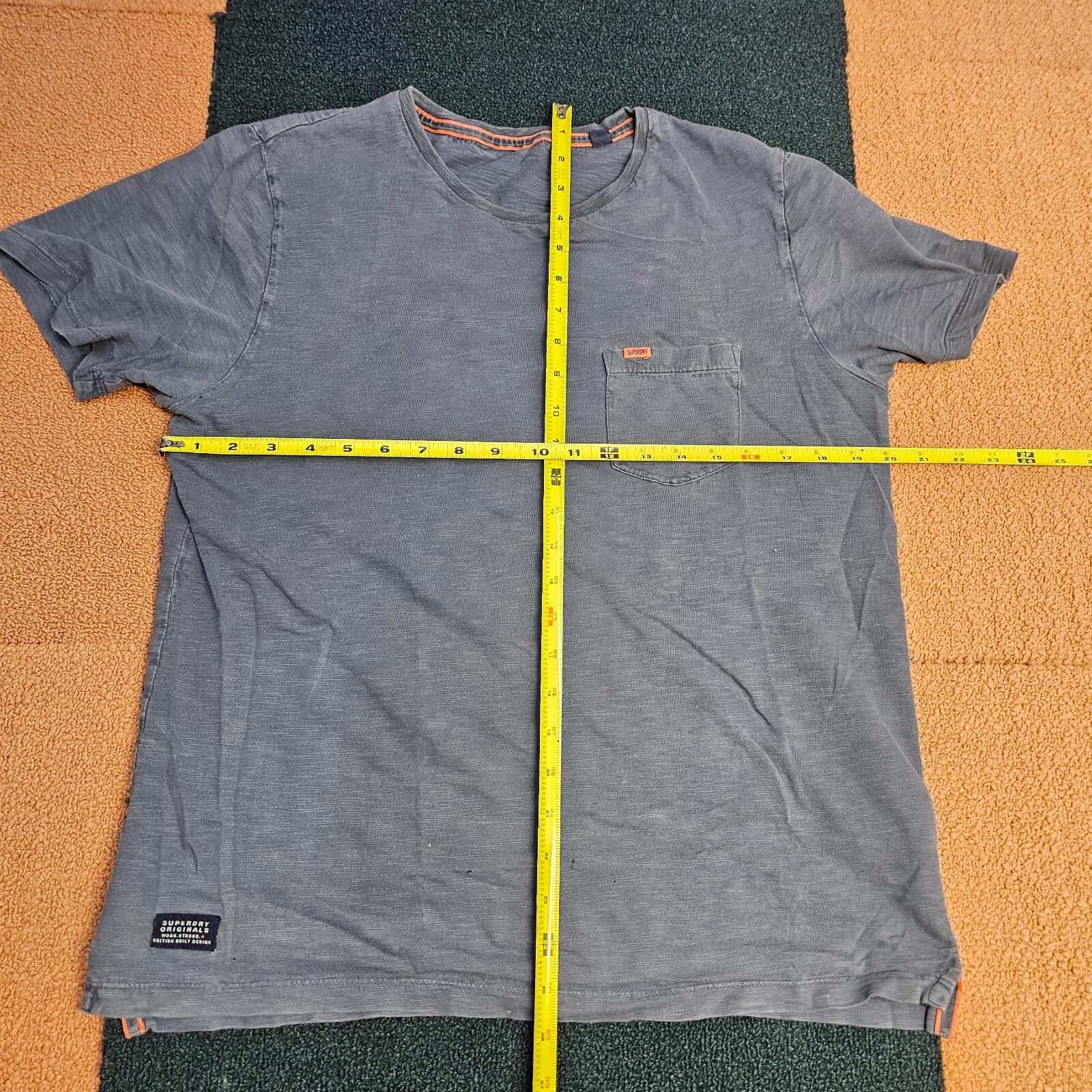 Distressed* Superdry Shirt Medium Pocket Logo T-Shirt Mens Blue V1 gallery