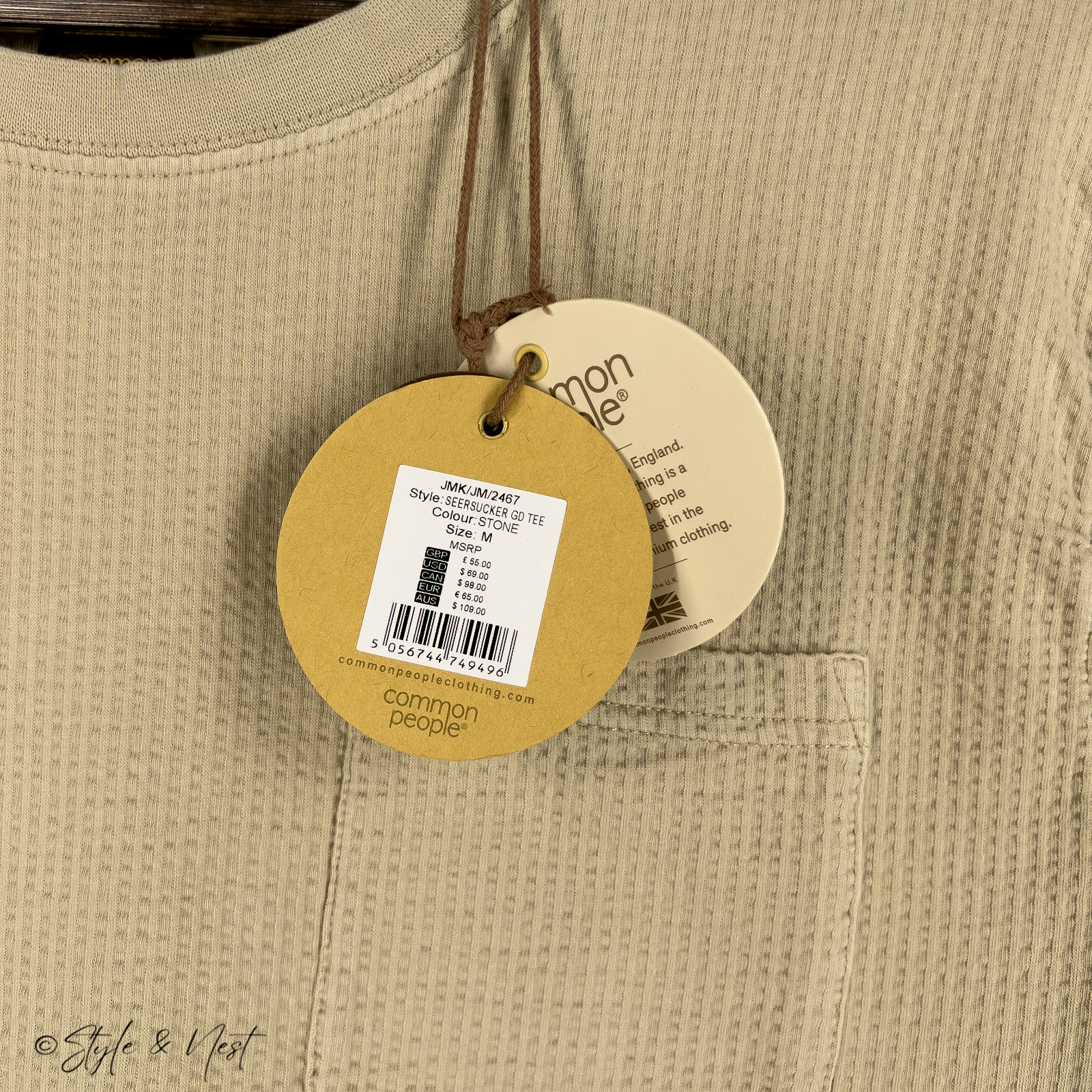 Common People Waffle Knit Tee Medium Stone Cozy Ribbed Coastal Summer gallery