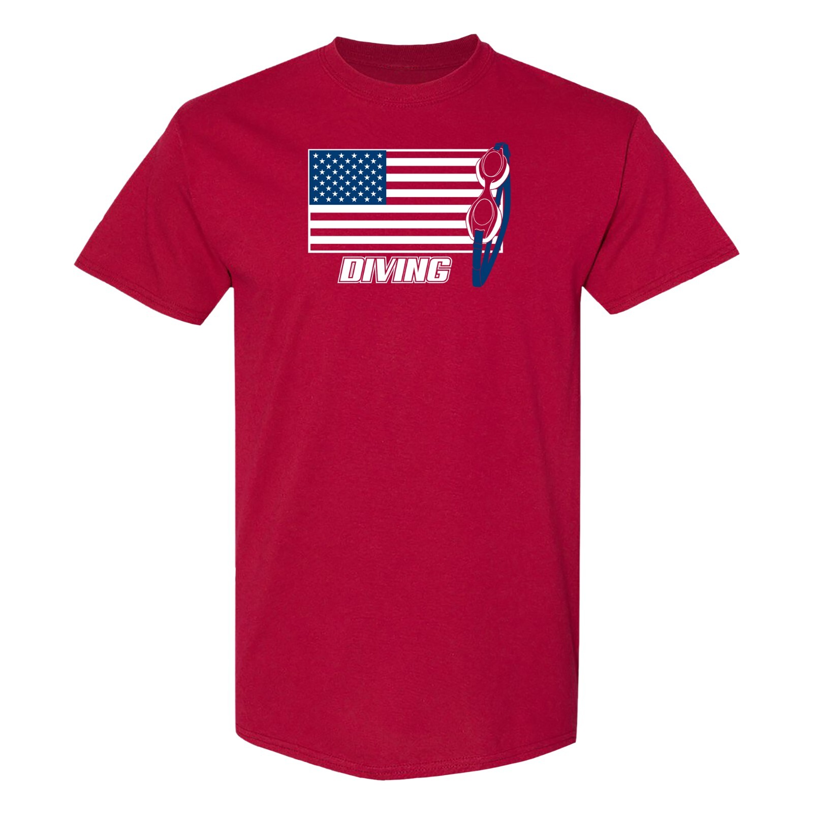 Diving USA Flag Goggles T-Shirt - Cardinal gallery