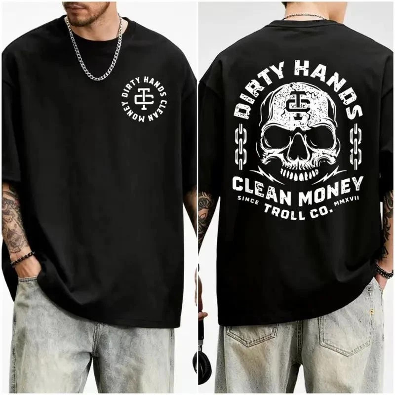 Dirty Hand Clean Money Golden Skull 2-Sided T-Shirt gallery