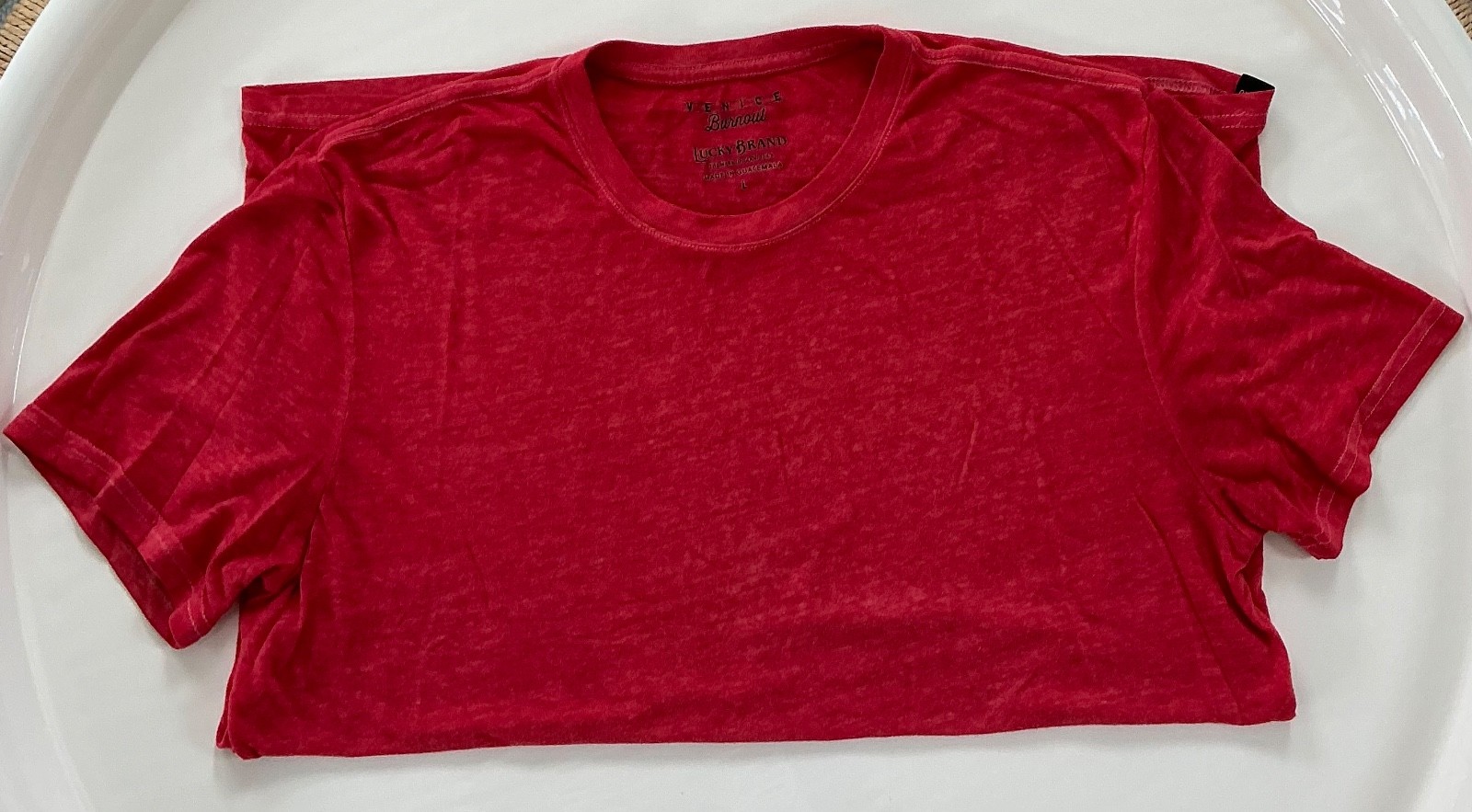 Mens Lucky Brand T Shirt Large (L) Red Crew Neck NWOT gallery