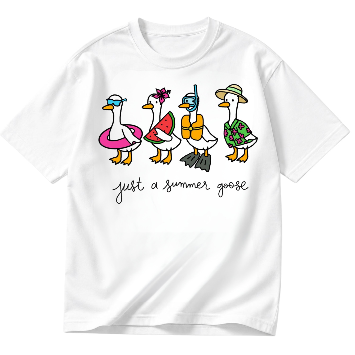Summer Goose Gift Funny Beach Vacation Goose Graphic T Shirt Unisex Tee S-5XL gallery