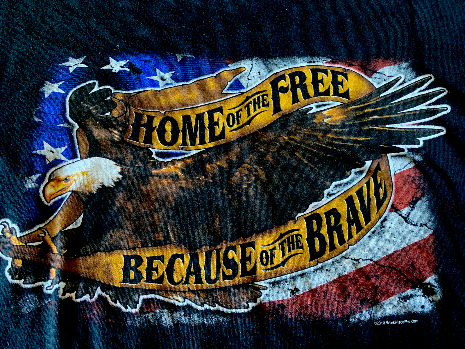 LAND OF THE FREE HOME OF THE BRAVE 4th July Black TShirt Men’s XL Patriot Flag gallery