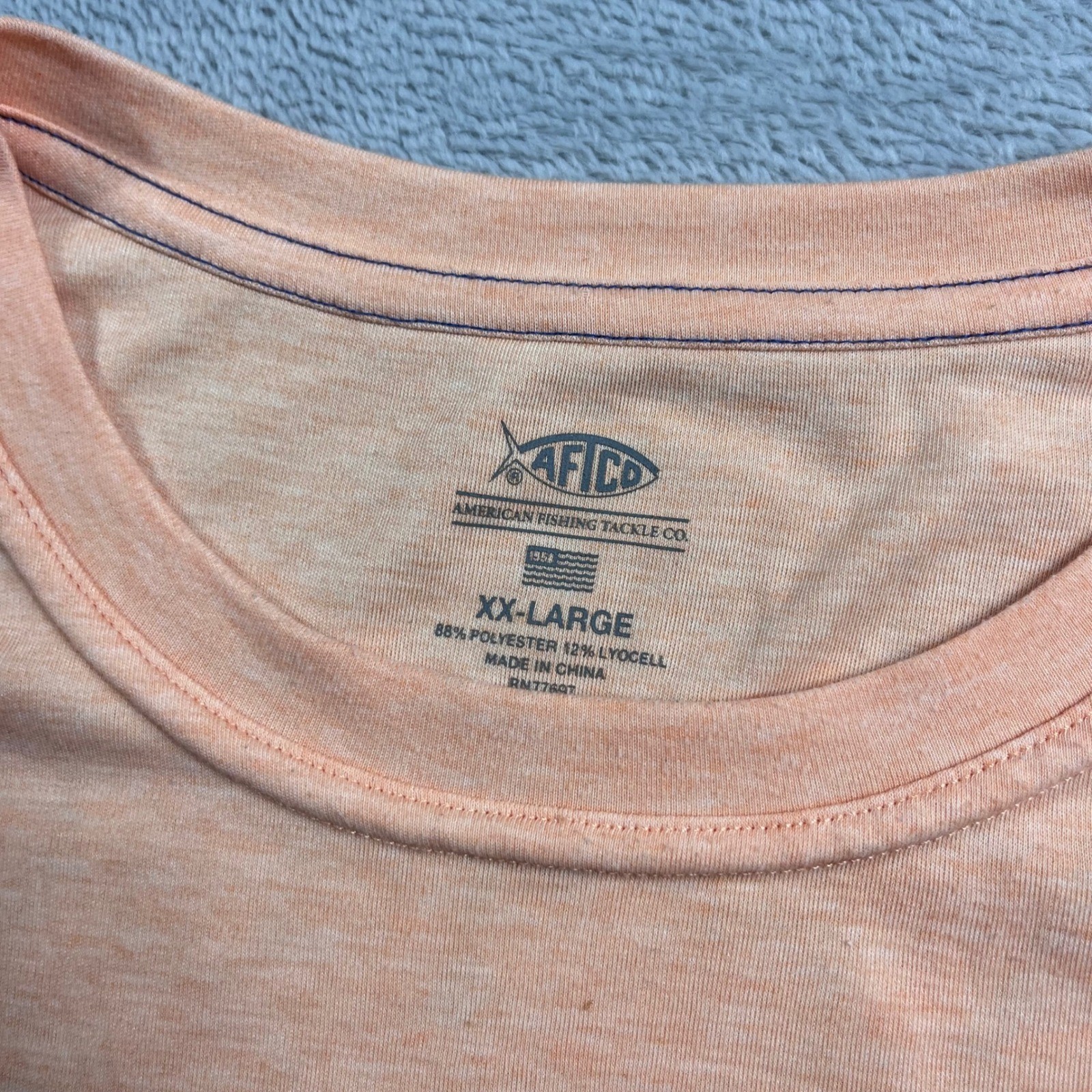 AFTCO Men XXL Peach Heather Performance T-Shirt Short Sleeve Fishing Graphic Tee gallery