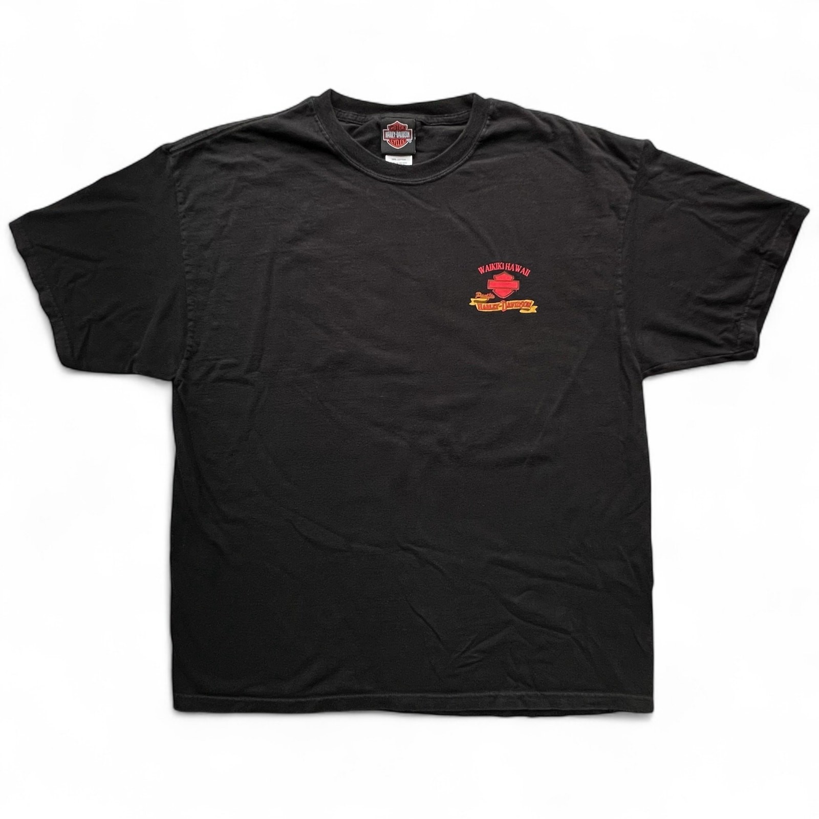 Y2K Pacific Harley Davidson Waikiki Hawaii Fire Sunset Biker Motorcycle Tee XL gallery