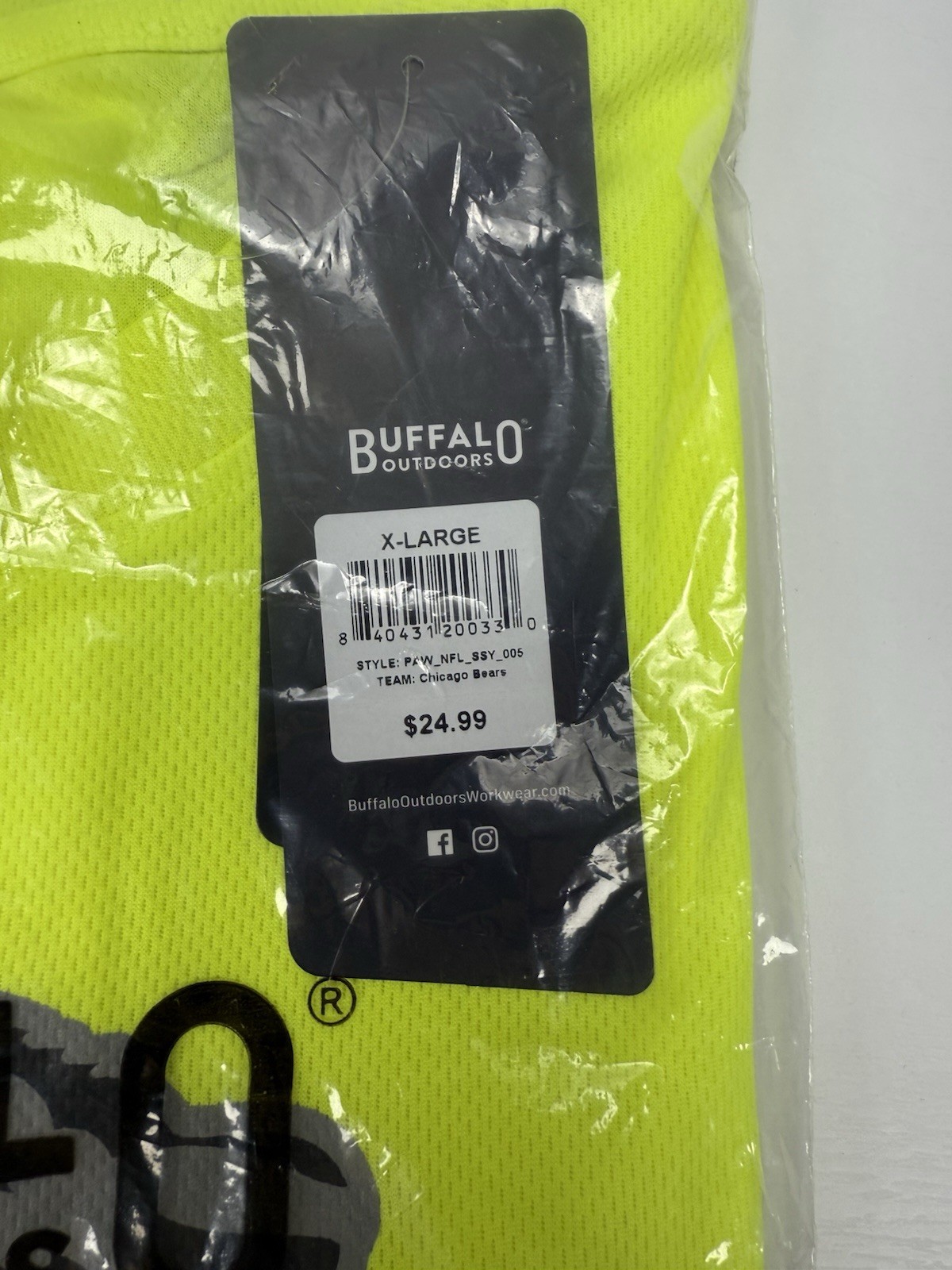 Chicago Bears Hi Vis Safety T Shirt ANSI Class 2 Buffalo Outdoors XL NWT NFL gallery