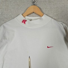 VTG Nike Team Nebraska Cornhuskers Mock Neck Shirt White XXL 2001 Long Sleeve