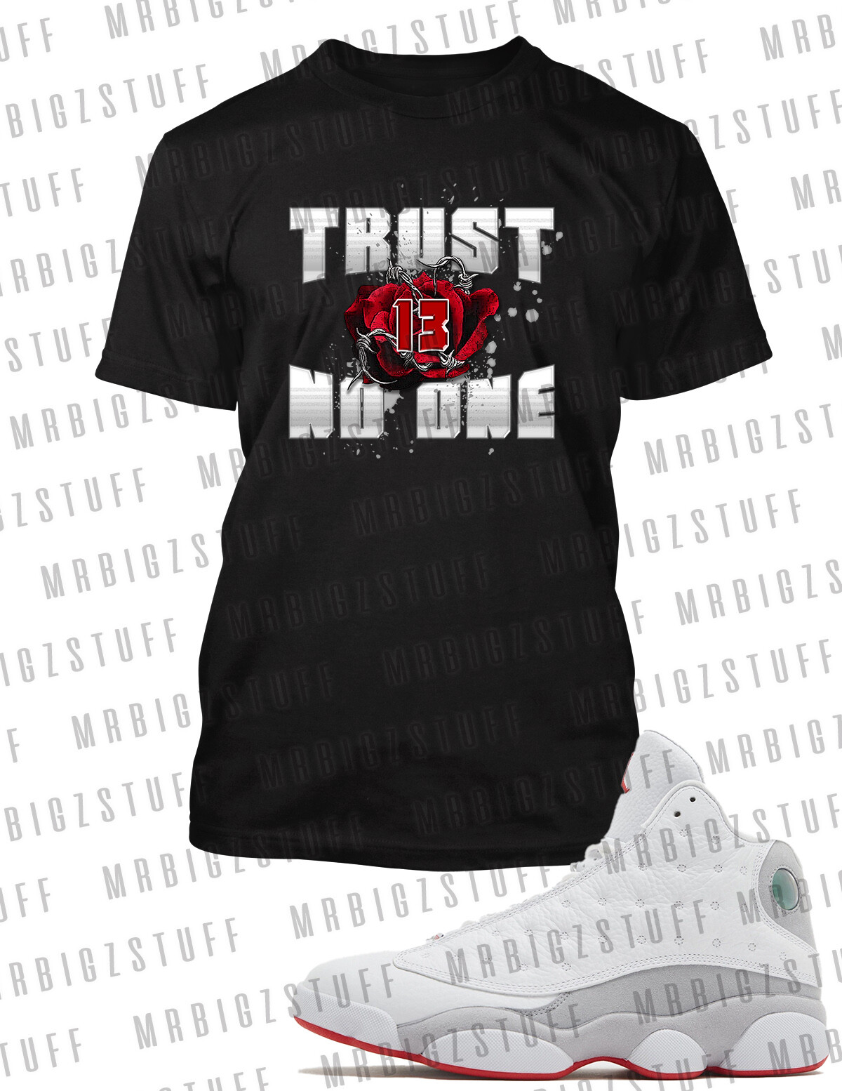 Trust No One Men's Big Tall Small Pro Club Shaka Graphic Tee Shirt J13 Wolf Grey gallery