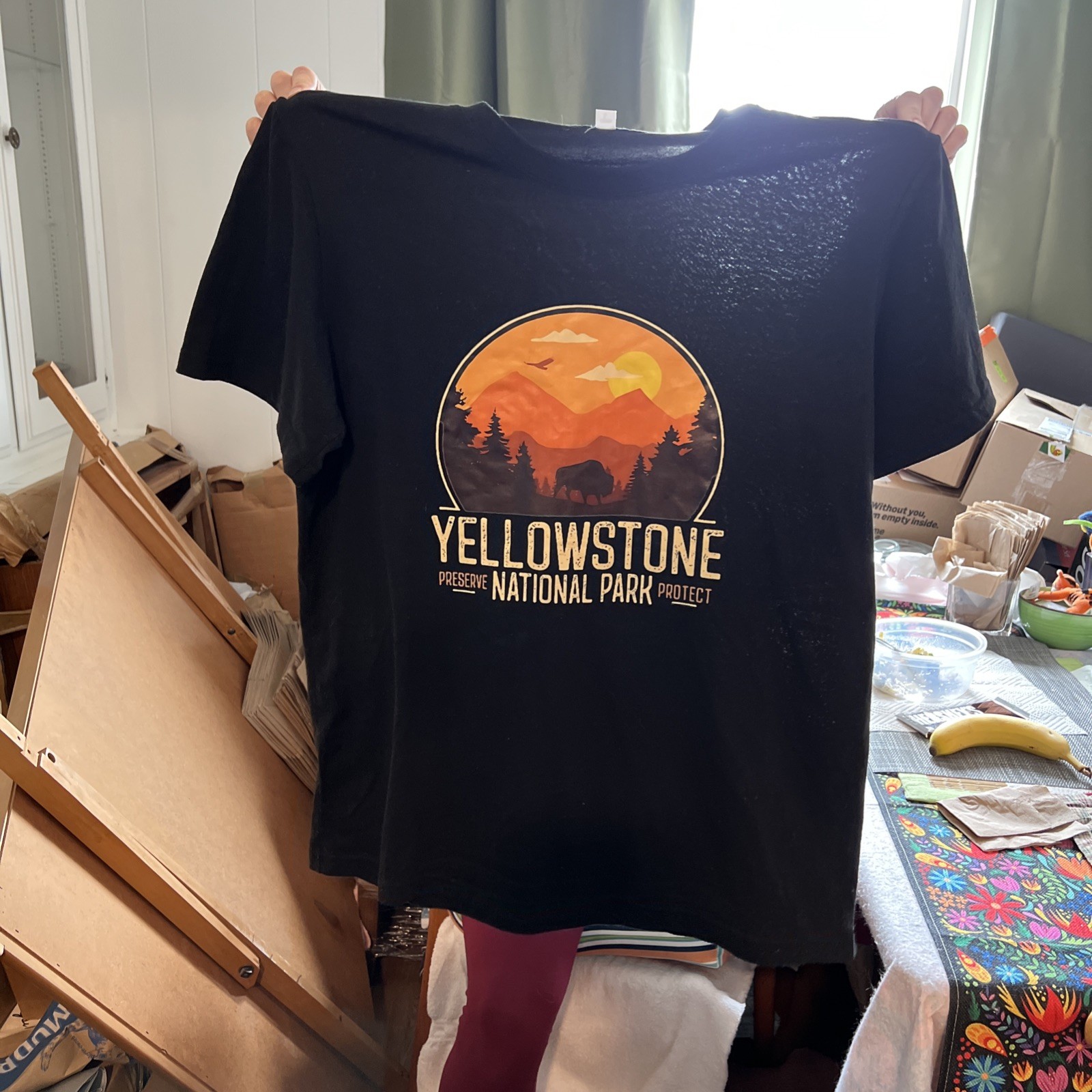 General Standard Yellowstone National Park T shirt Sz L Black Graphic Print gallery