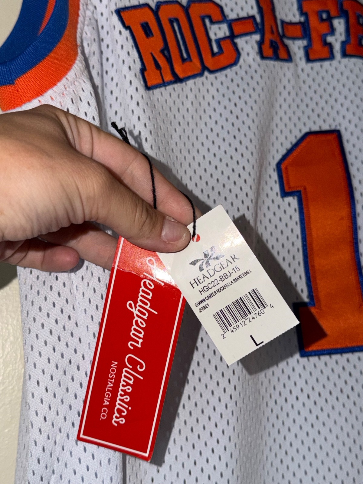 Jay-Z Roc-A-Fella S. Carter #1 White Orange Blue Jersey Knicks Colors NWT gallery