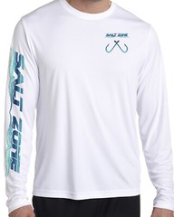 Salt Zone t shirt long sleeve microfiber saltwater fishing uv upf 50+ Hooks