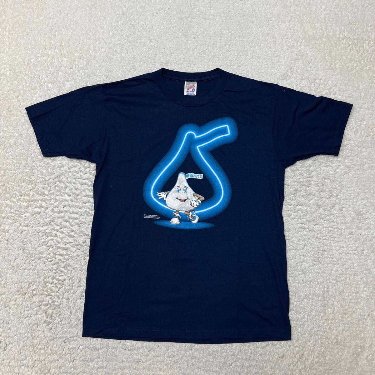 Vintage Hersheys Kisses Shirt Mens Large Blue Single Stitch Jerzees USA 90s