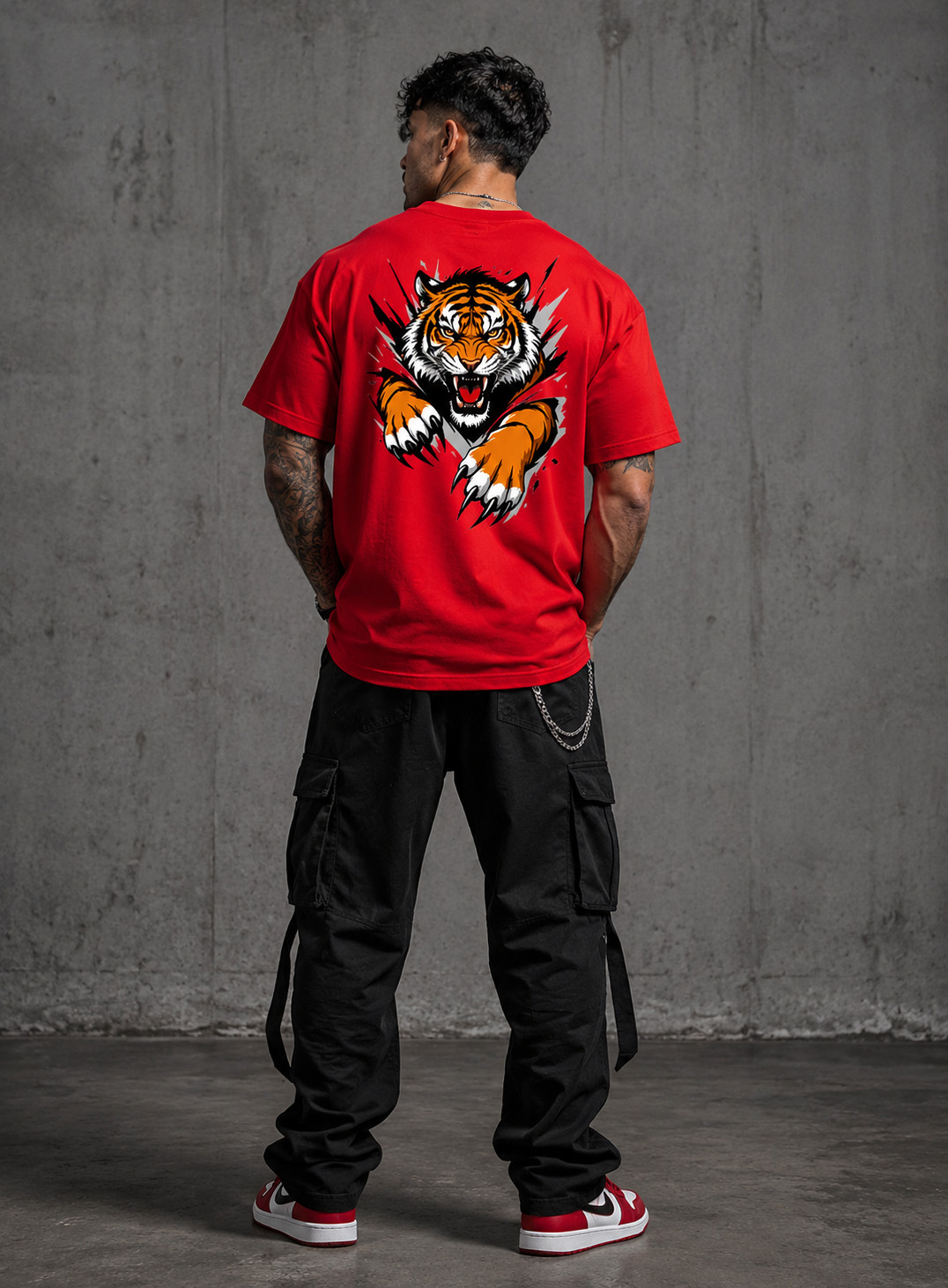 Oversized Graphic T-Shirt Men Streetwear Tiger Printed Cotton Tee Urban Fashion gallery