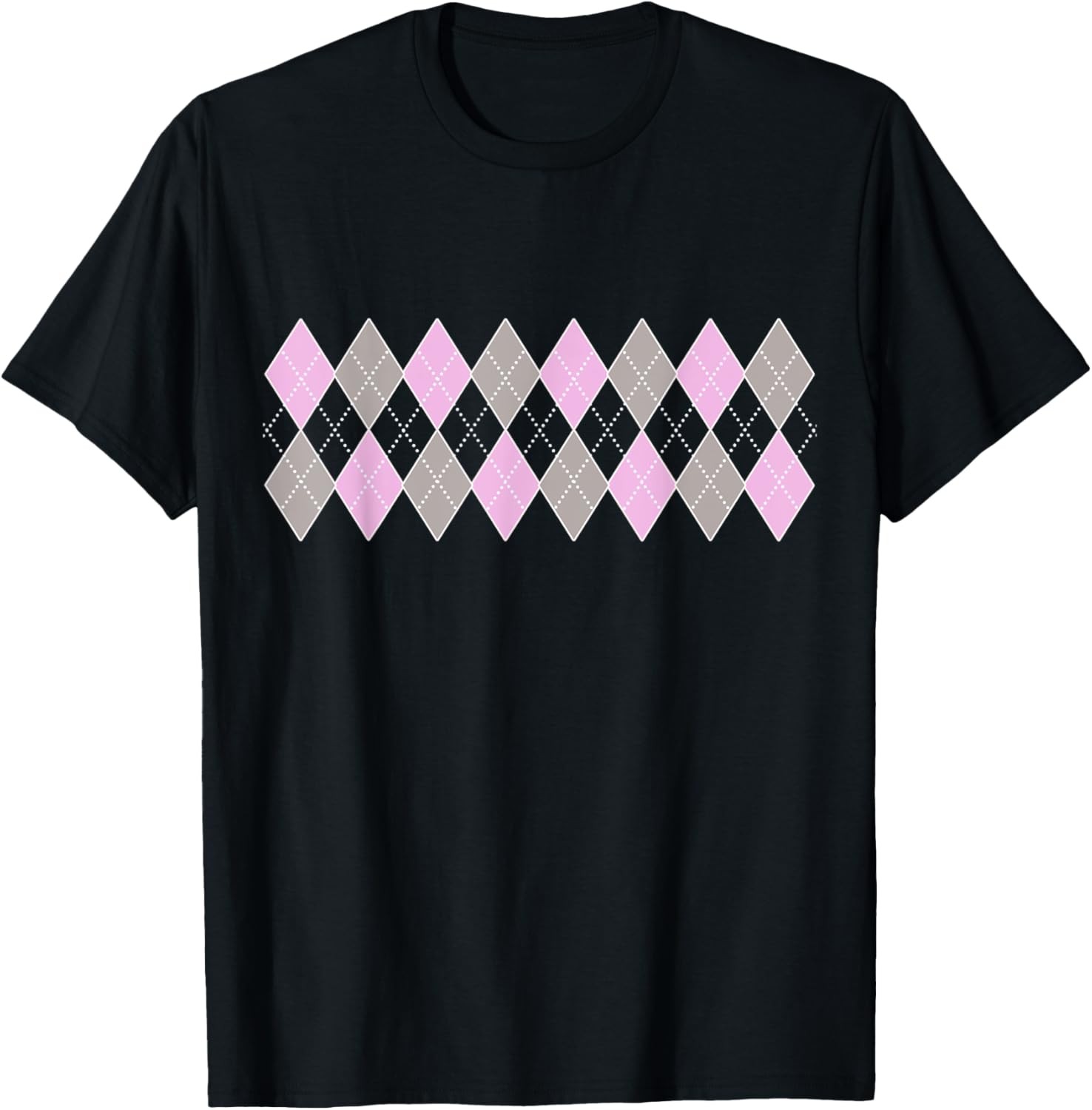 Argyle Vintage Pattern Grey and Pink Great Gift Retro Argyle T-Shirt