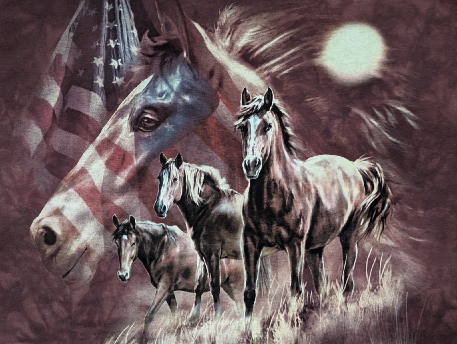 The Mountain Mens T-shirt Burgundy "Patriotic Wild Horses" New Logo 2XL #6359 gallery