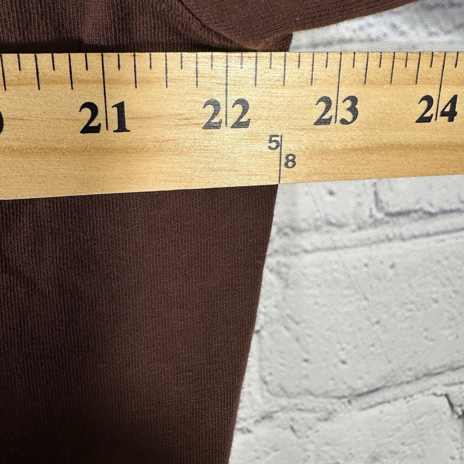 American Giant Mens Long Sleeve Pocket T-Shirt Brown Cotton Made in USA Large gallery