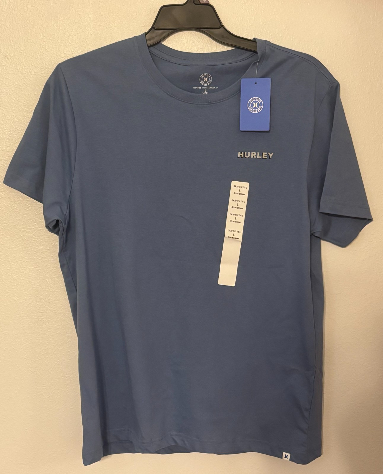 Brand New Hurley Blue Logo Graphic Large Men T-Shirt gallery