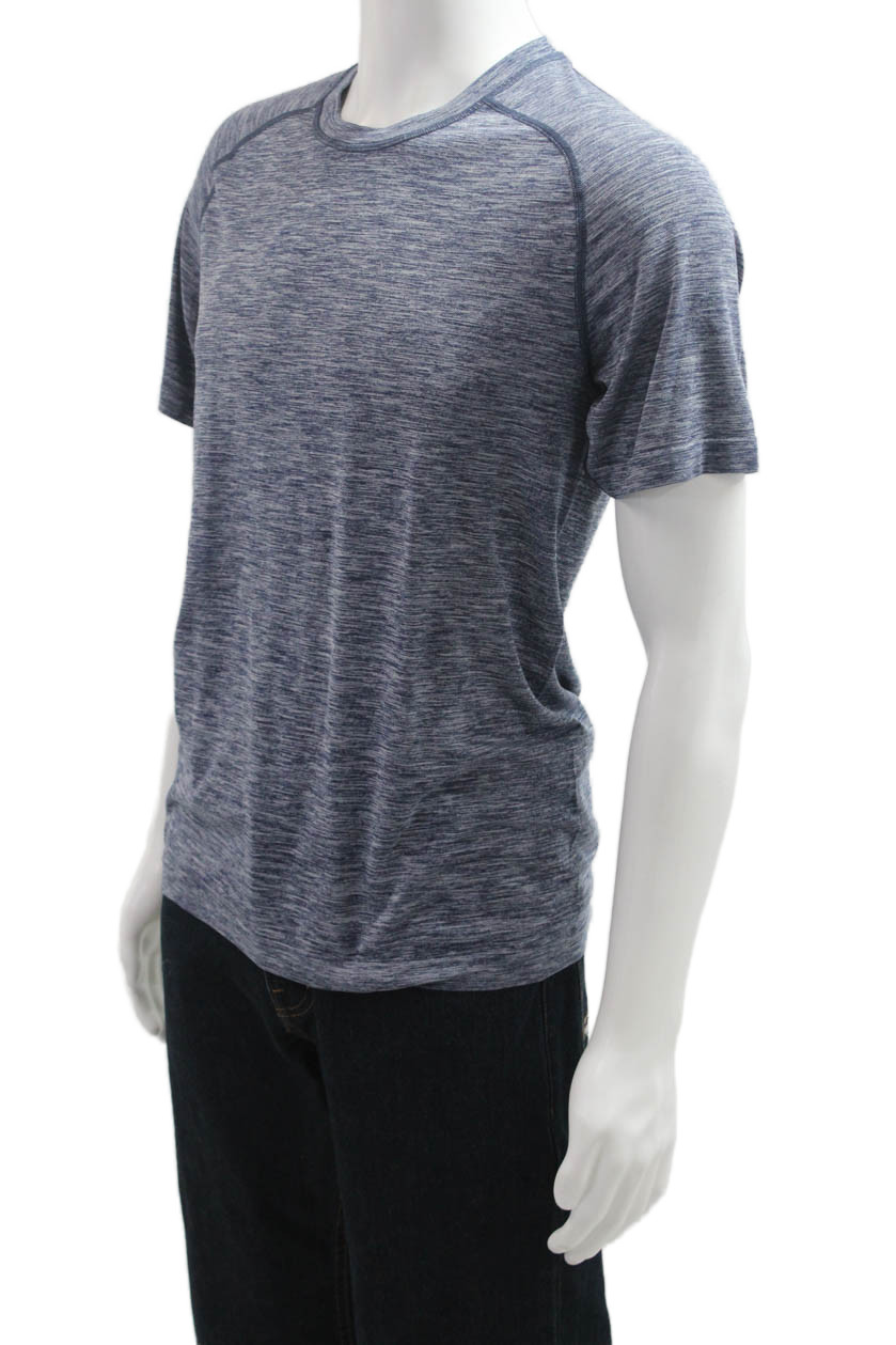 Lululemon Mens Blue Crew Neck Short Sleeve T-Shirt Nylon Blend Size S gallery