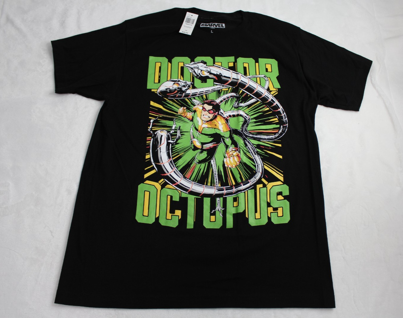 Marvel L Large Doctor Octopus Villains Tee Green Graphic NWT NEW Spiderman Black gallery