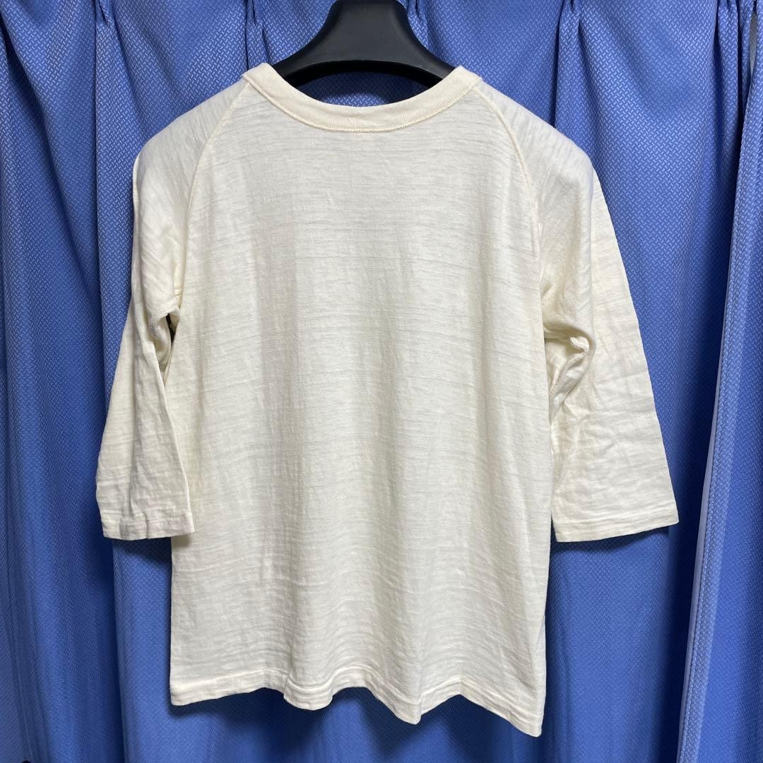Raglan Sleeve 3/4 White Cut and Sew Slub Fabric Used Japan gallery