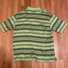 Bugatchi Uomo Men’s Large Polo Shirt Green Golf Striped 100% Mercerized Cotton