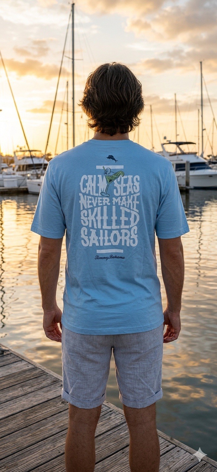 $45 TOMMY BAHAMA Sky Blue CALM SEAS Relaxed Fit Short Sleeve T-shirt NWT gallery