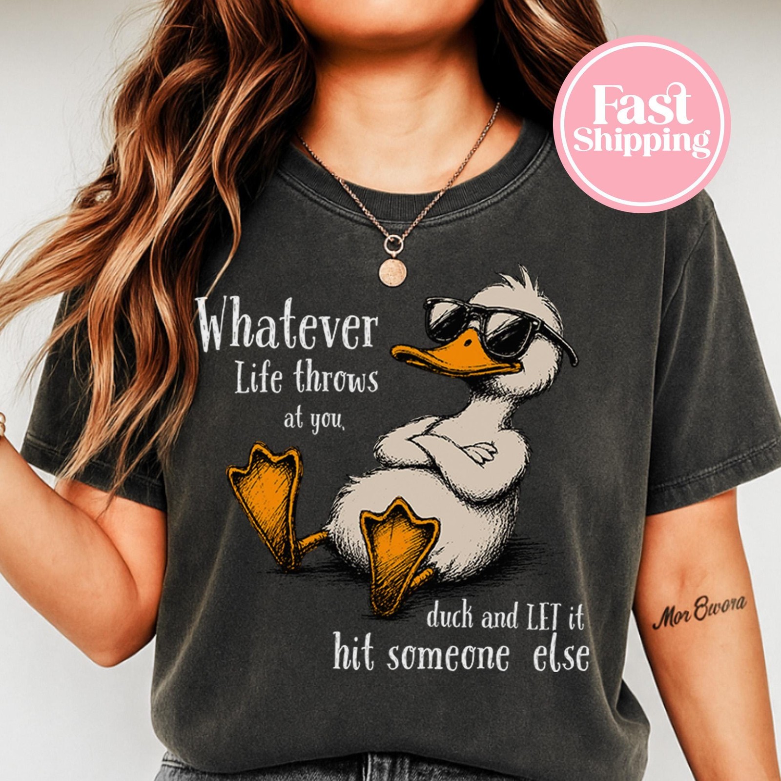 Funny Duck Sarcasm Vintage Retro Shirt Whatever Life Throws Sarcastic Gift Tee gallery