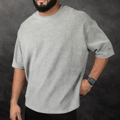 Men’s Trend Loose Solid Color Crewneck Cotton Short Sleeve T-shirt Top