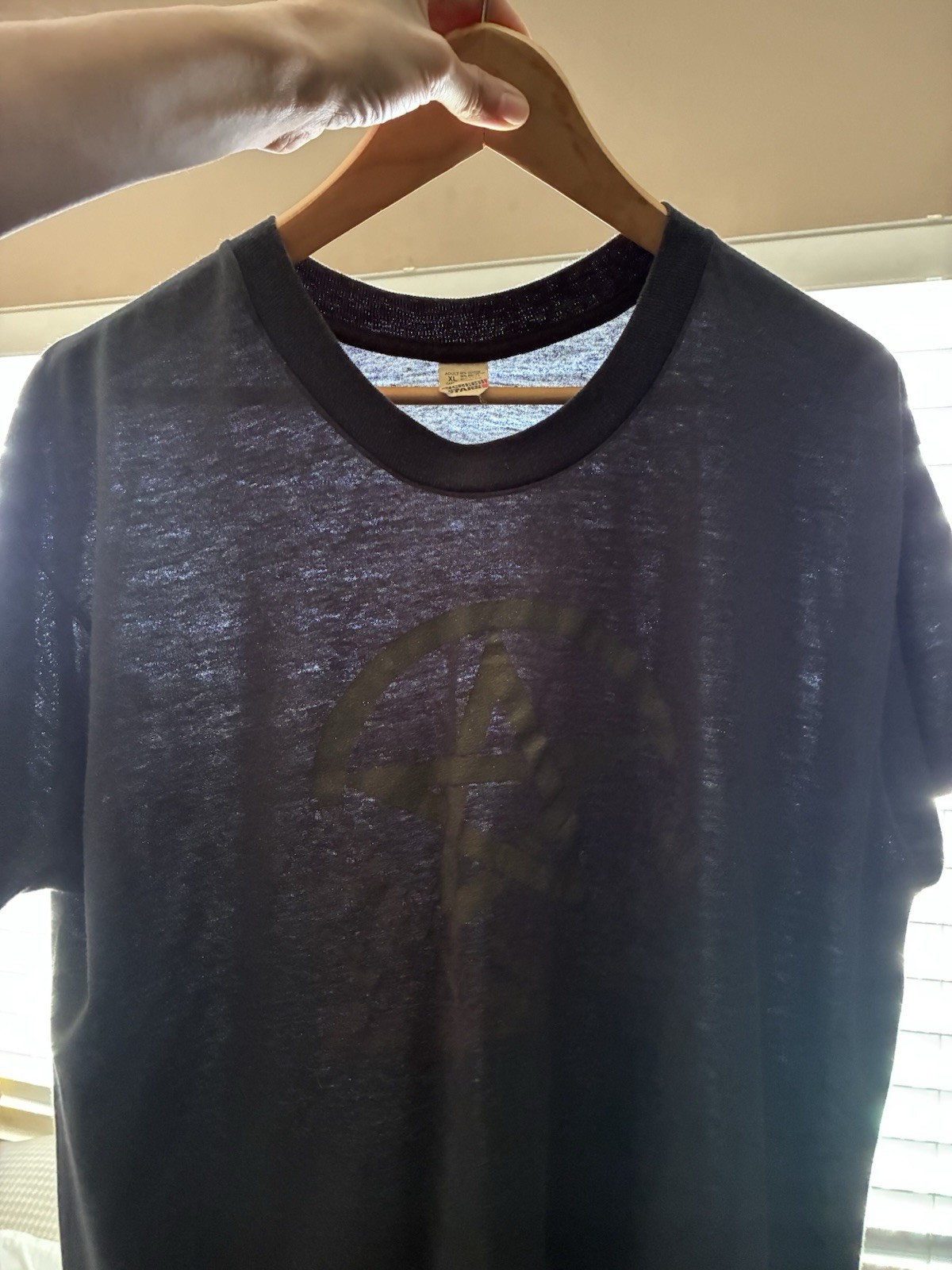 Vintage Screen Stars Pentagram Glitter Occult Pagan Sheer Thin Black T-Shirt XL gallery