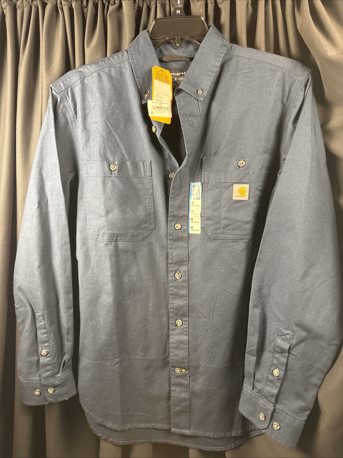 New- Carhartt Men's Rugged Flex Long Sleeve Work Shirt Navy Sz med gallery