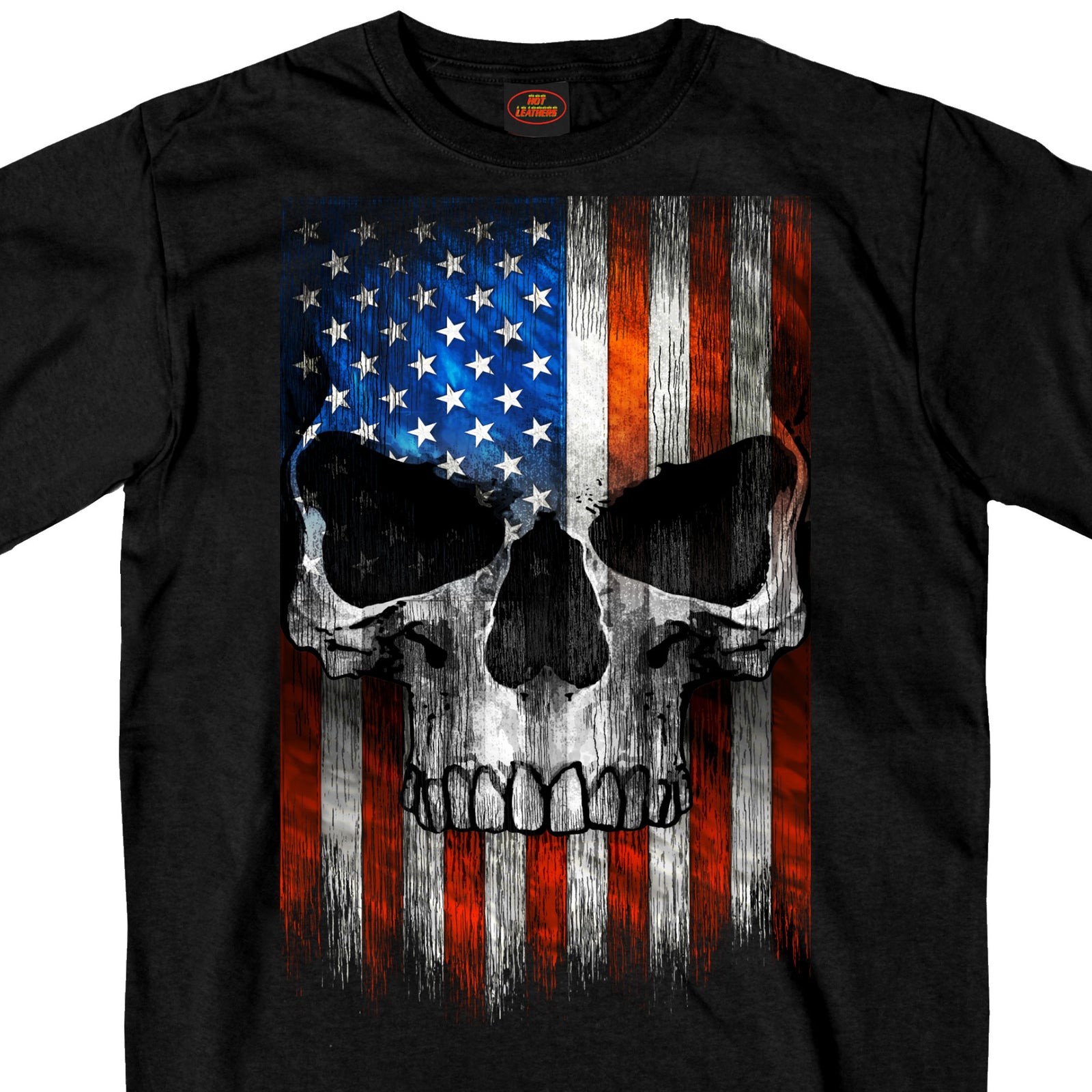 Spiral Direct USA GMS1483 Men’s Short Sleeve Patriotic Skull Black T-Shirt