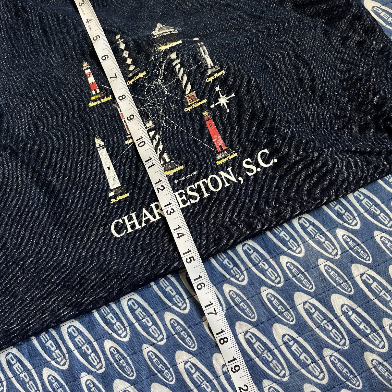 Vintage 90s Dark Navy Canvas Denim Cotton Tote Bag Charleston South Carolina gallery