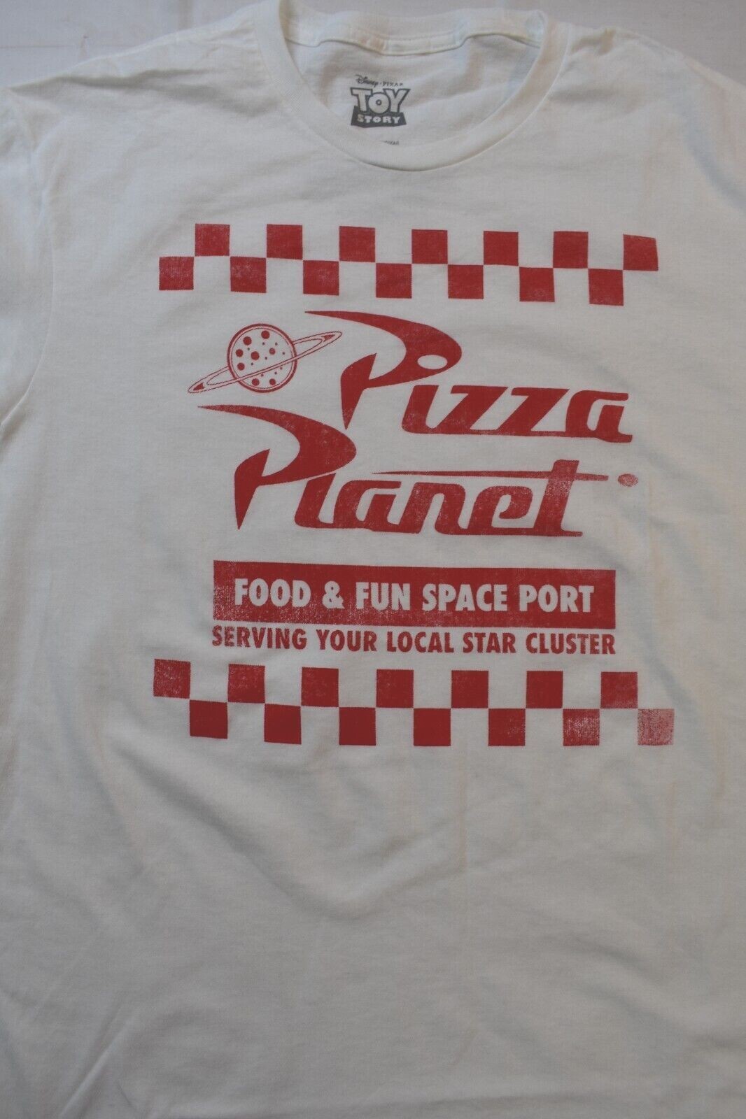 Toy Story Mens Pizza Planet Food & Fun Port White Shirt New S, M, L, XL, 2XL gallery