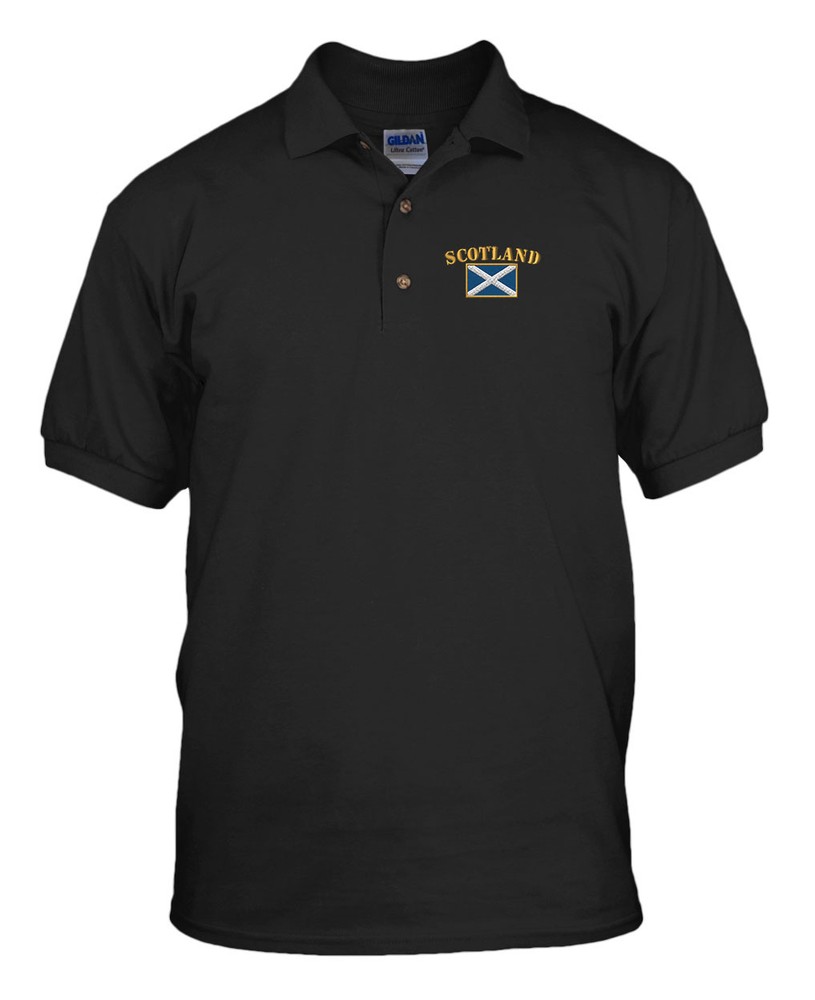 SCOTLAND FLAG Embroidery Embroidered Golf Polo Shirt