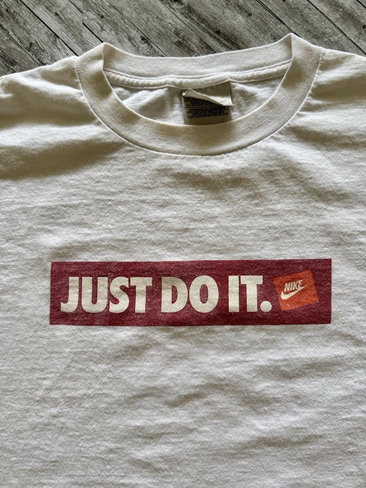 VTG Nike T-Shirt Mens XL White Just Do It Outdoor Sports Gym Running Workout 90s gallery