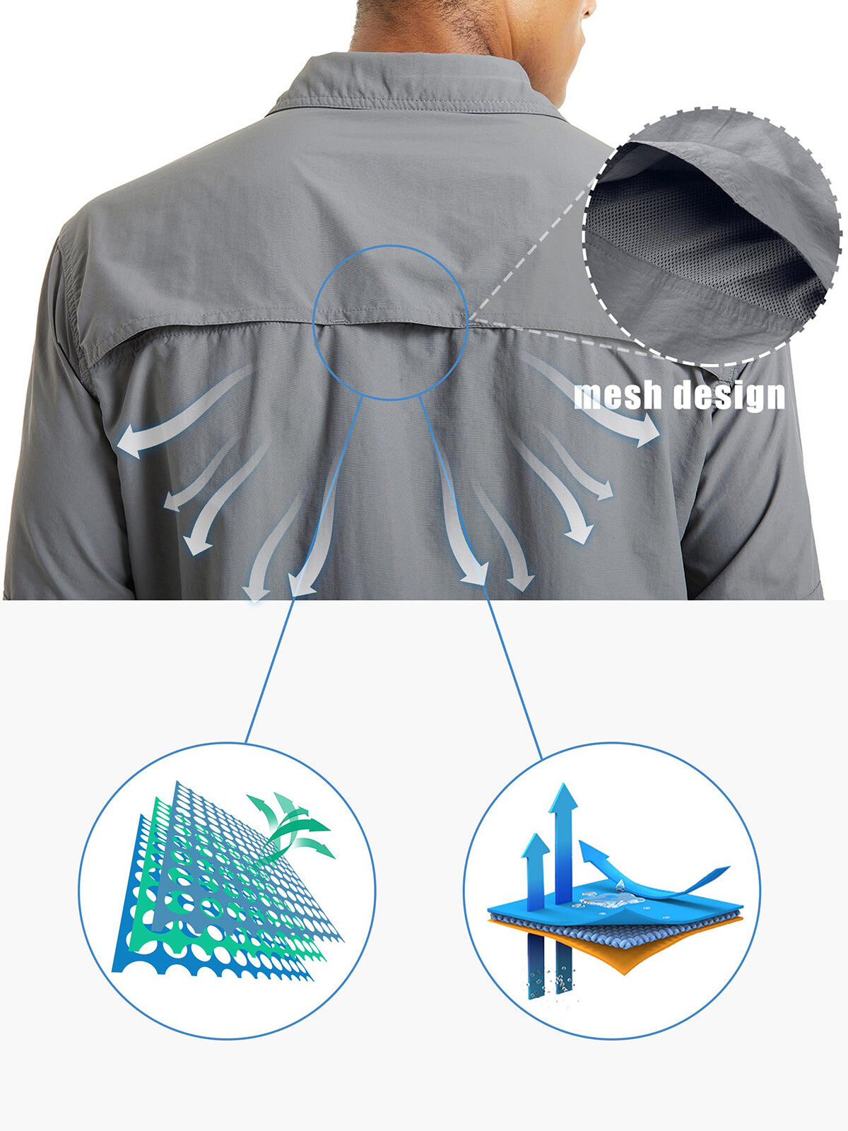 UPF 50+ Mens Quick Dry UV Protection Shirts Long Sleeve Hiking Fishing Work Tops gallery