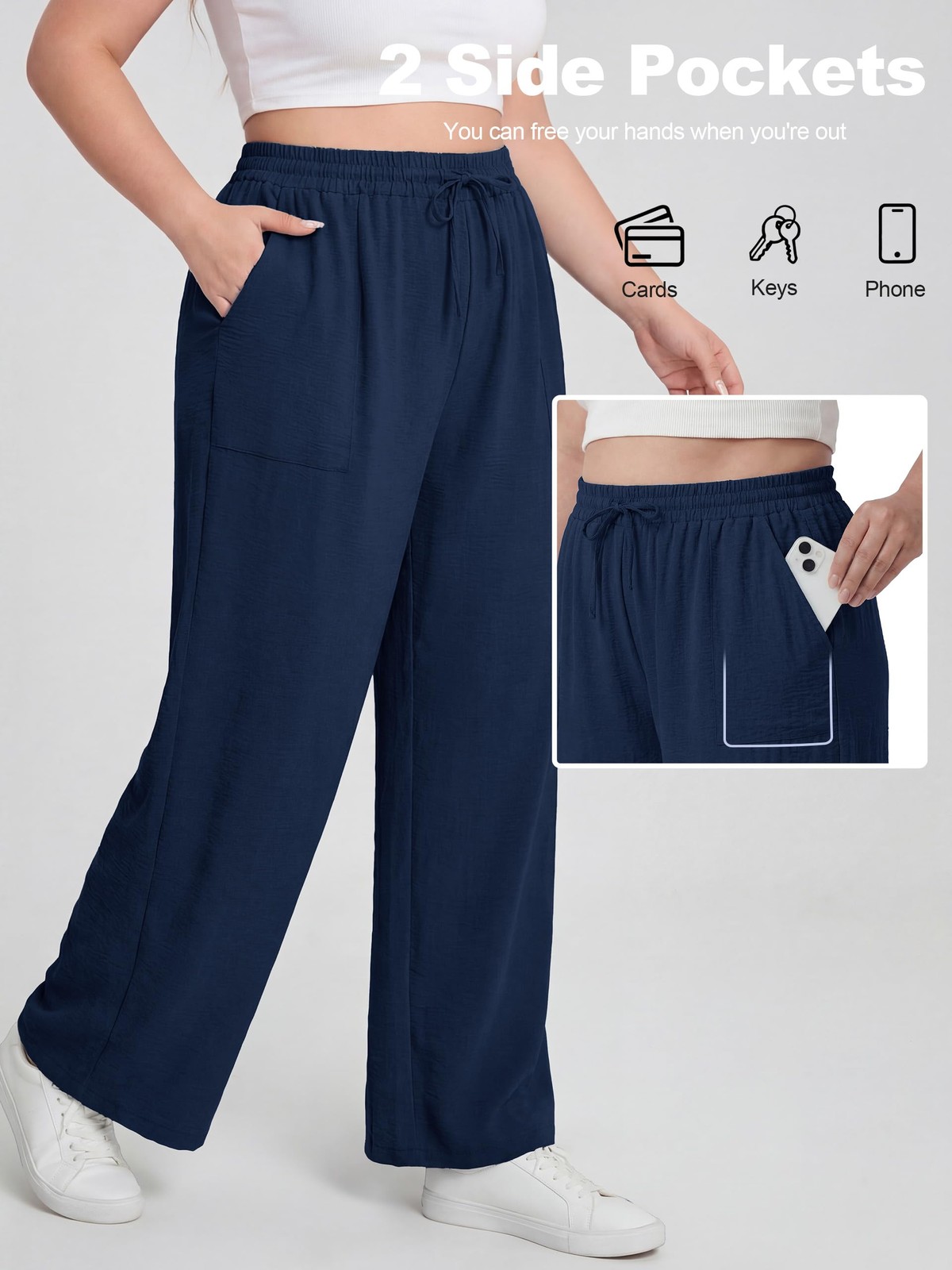 Women's Plus Size Wide Leg Pants Palazzo High Waisted Pants for Women Plus Si... gallery