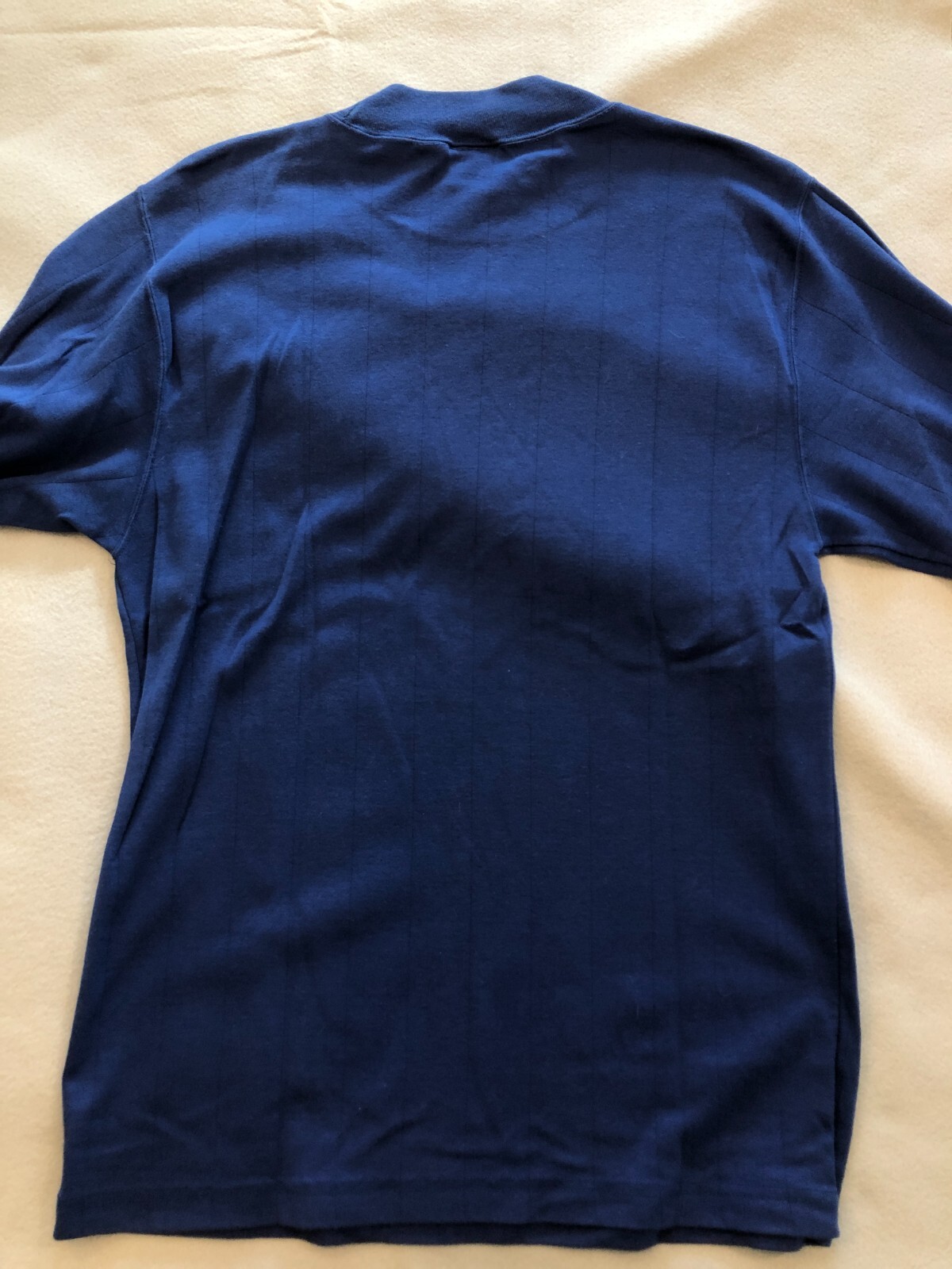 417 Van Heusen Shirt Men's Medium 100% Cotton Royal Blue Long Sleeve Knit Mock gallery