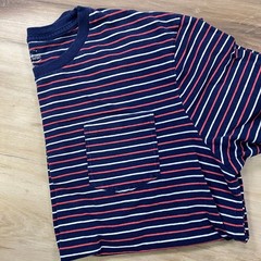J.Crew Pocket Tee Mens Large Striped Cotton Classic Navy Blue White Red Heritage