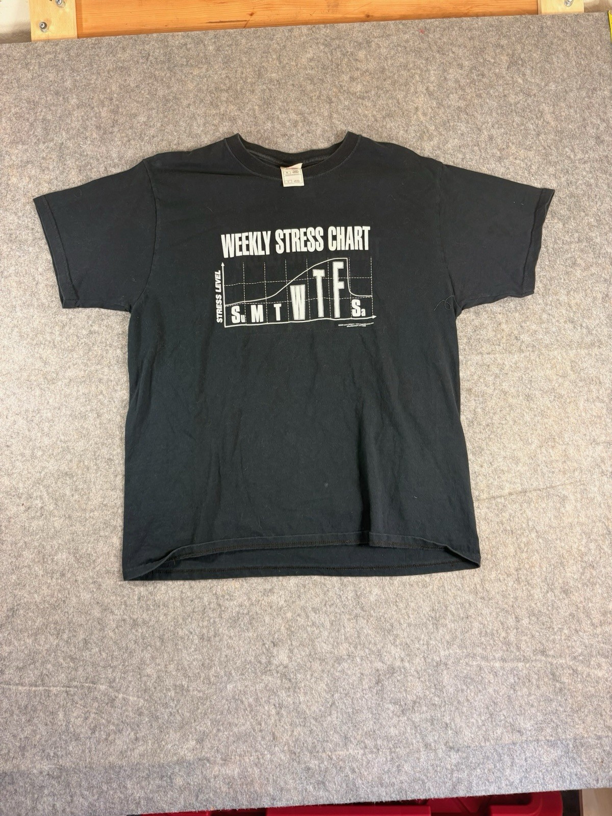 Vintage Stress Chart Funny Quote T Shirt 90s Size Large