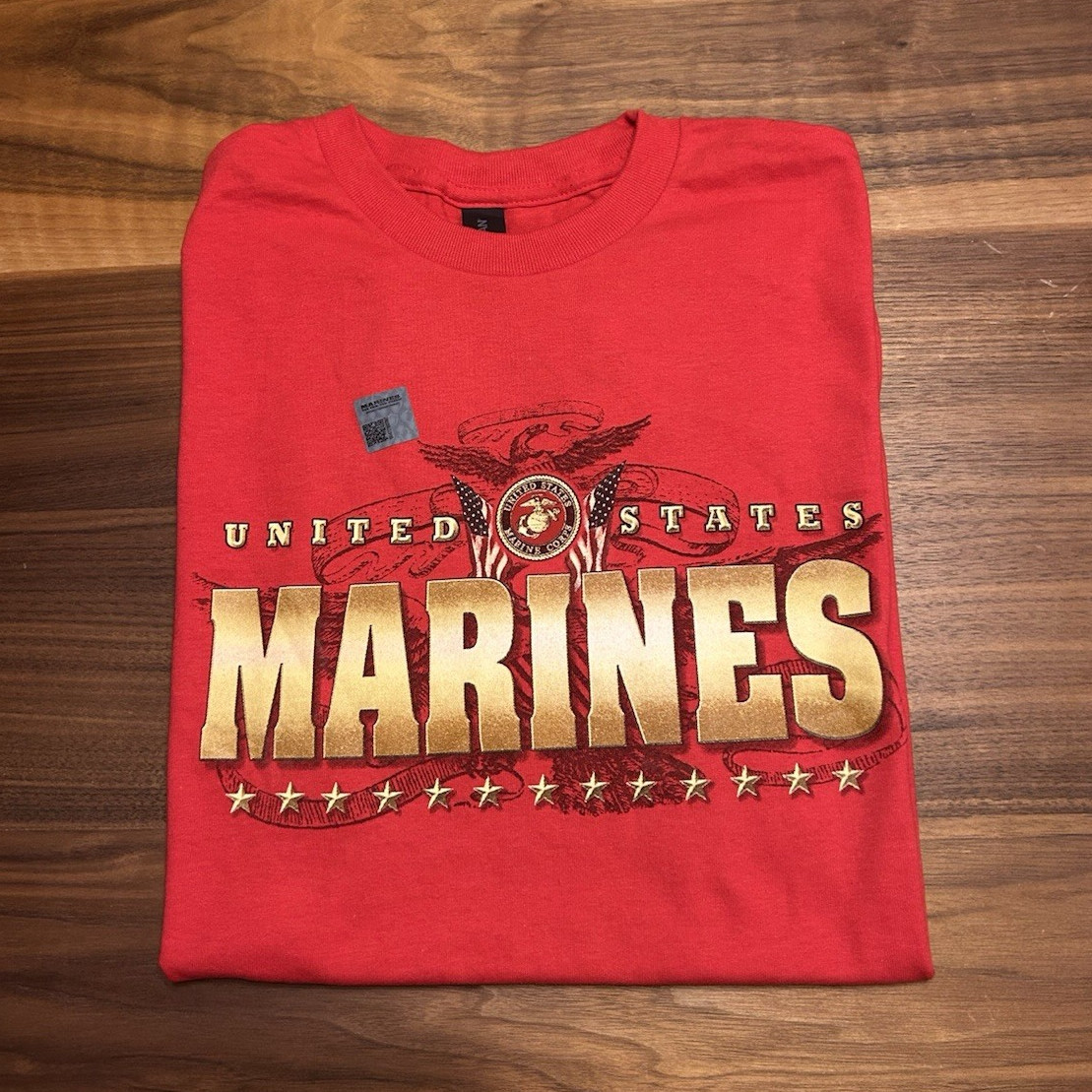 U.S. Marines Marine Gold & Flag T Men's Red Graphic Crew Neck Tee M gallery
