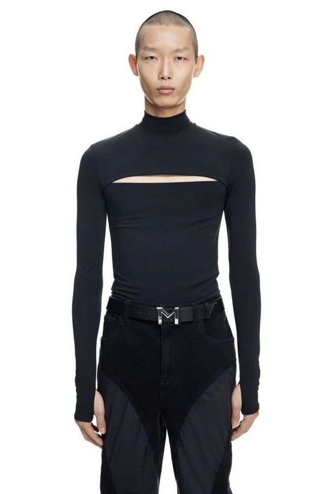 MUGLER × H&M Super-fitted Elegant Black Cut-Out Jersey Shirt Men’s Size 3XL