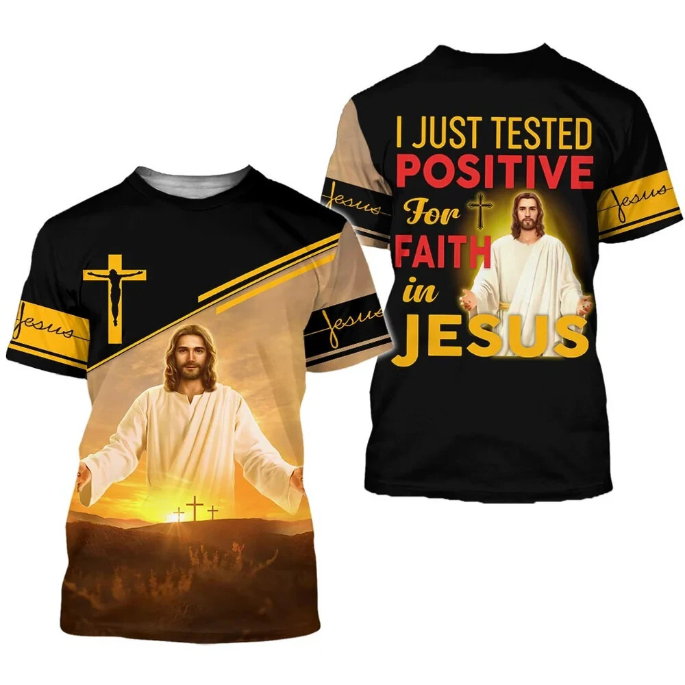 I Just Tested Positive For Faith In Jesus AOP Shirt 3D Shirt Full Size S-5XL gallery