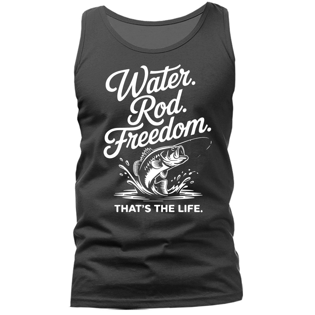 Water Rod Freedom Fishing Bass Angler Fisherman Outdoors Lifestyle Tank Top gallery