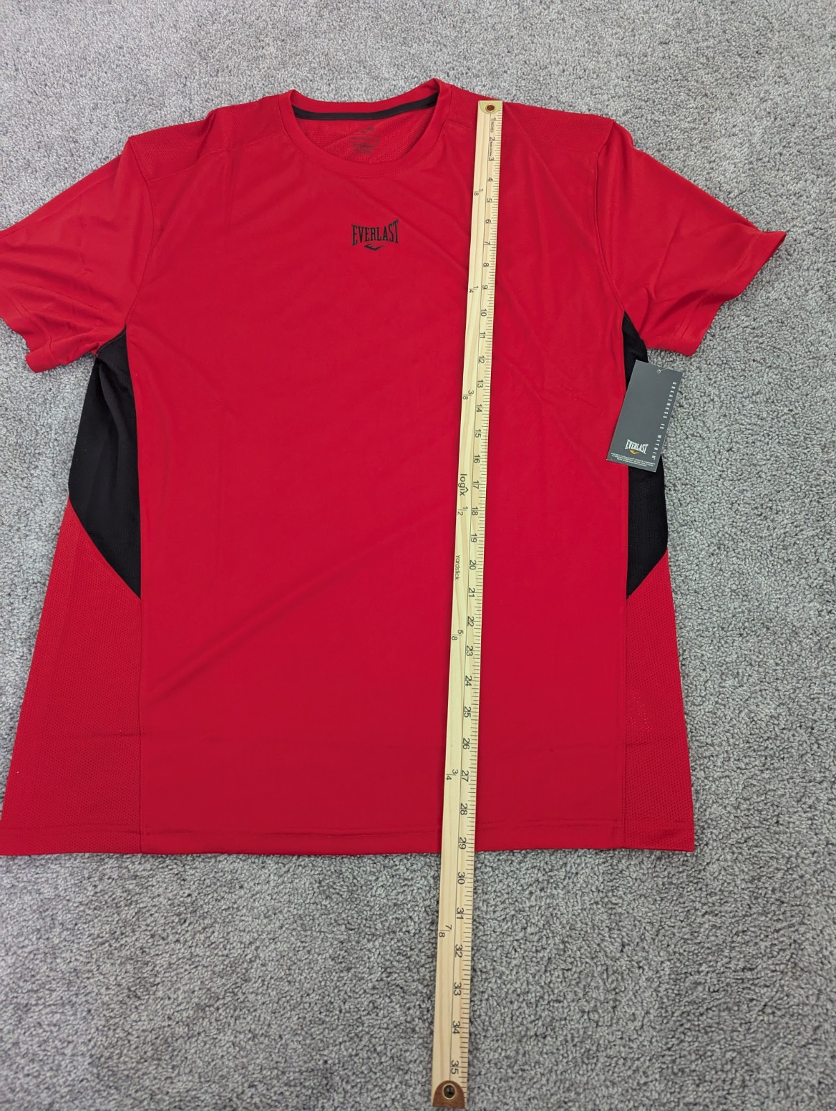 Everlast EverDri T Shirt Men's L Red and Black Semi-Fitted Stretch Workout NWT gallery